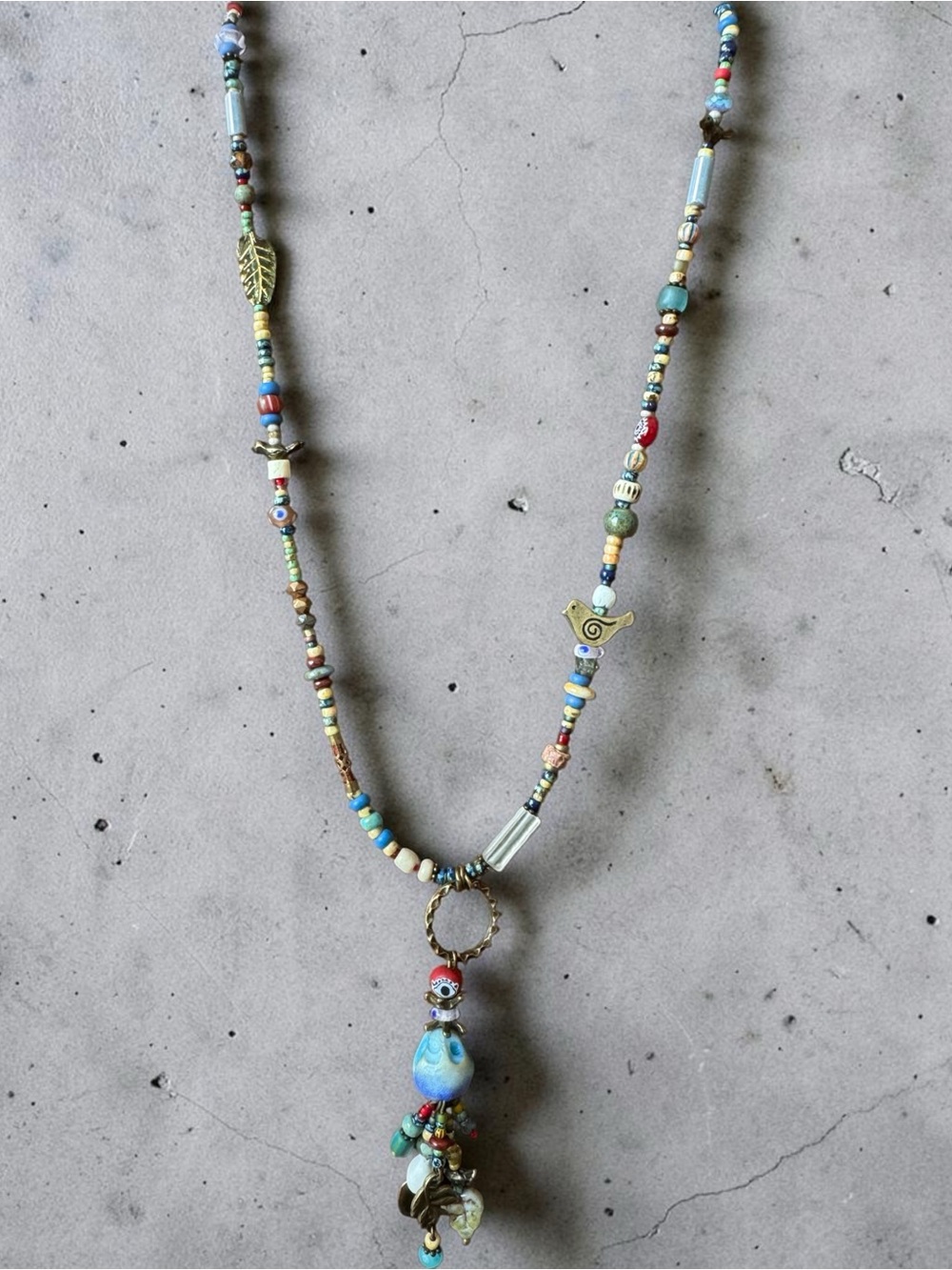 Bohemian Multi-Color Beaded Pendant Necklace - SKU D